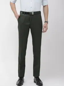 Raymond Men Green Slim Fit Solid Formal Trousers