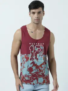 Huetrap Men Maroon Printed Scoop Neck T-shirt
