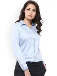 Allen Solly Woman Allen Solly Women Blue Regular Fit Solid Formal Shirt