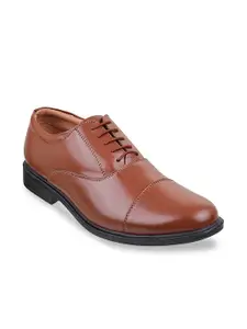 Mochi Men Tan Leather Oxford Shoes