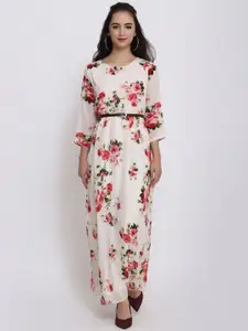PURYS Women Off-White Printed Maxi Dress