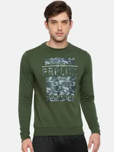 Proline Active Men Olive Green Printed Sweatshirt