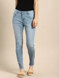 ether Women Blue Skinny Fit Mid-Rise Low Distress Stretchable Jeans