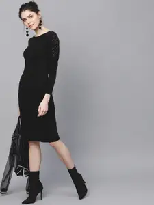 SASSAFRAS Black Stretchable Bodycon Dress
