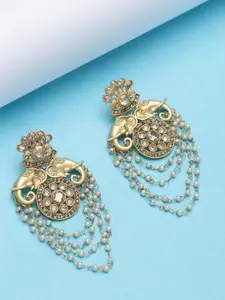 PANASH Gold-Plated White Handcrafted Contemporary Drop Earrings