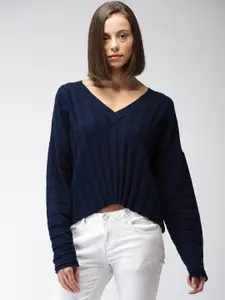 FOREVER 21 Women Navy Blue Solid Pullover