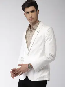 The Indian Garage Co Men White Single-Breasted Smart Casual Blazer