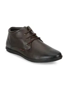 Red Chief Men Brown Textured Mid-Top Leather Derbys