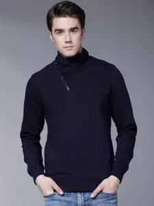 HIGHLANDER Men Navy Blue Solid Sweatshirt