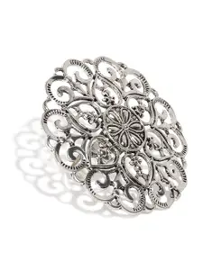 Zaveri Pearls Silver Tone Adjustable Finger Ring