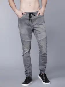 LOCOMOTIVE Men Grey Jogger Mid-Rise Clean Look Stretchable Jeans