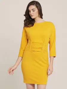 Kazo Women Yellow Solid Bodycon Dress