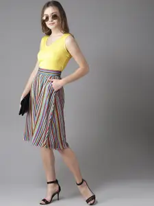 Moda Rapido Multicoloured Striped A-Line Skirt