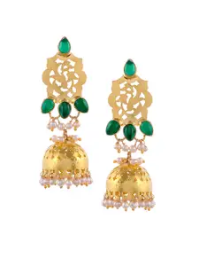Silvermerc Designs Gold-Plated & Green Handcrafted Jhumkas