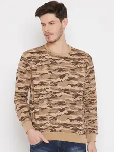 Duke Men Beige & Brown Camouflage Print Sweatshirt