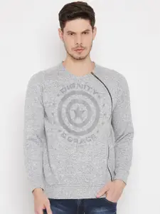 Duke Men Grey Printed Sweatshirt