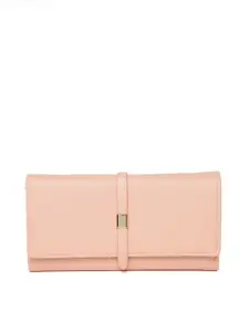 Lino Perros Women Peach-Coloured Solid Three Fold Wallet