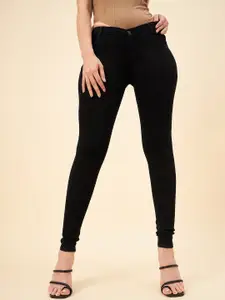 High Star Women Black Slim Fit Mid-Rise Clean Look Stretchable Jeans