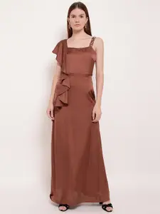 Kazo Women Brown Solid Maxi Dress