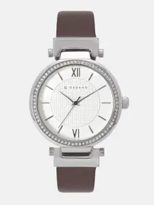 GIORDANO Women Silver-Toned Textured Analogue Watch 2764-02