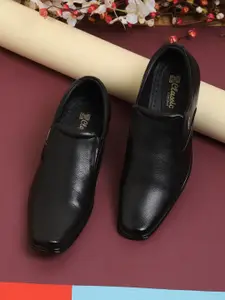Red Chief Men Black Leather Slip-On Shoes