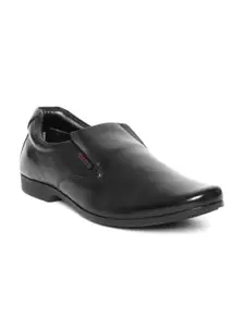 Red Chief Men Black Leather Formal Slip-Ons
