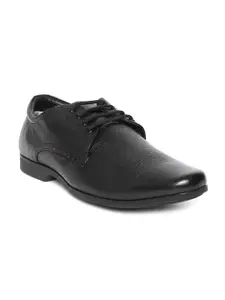 Red Chief Men Black Textured Leather Formal Derbys