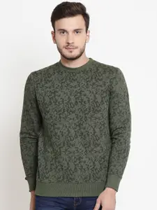 Crimsoune Club Men Olive Green Printed Sweatshirt