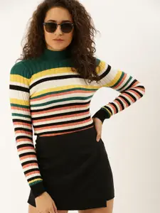 FOREVER 21 Women Multicoloured Striped Pullover Sweater