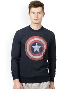 Free Authority Captain America Print Navy Sweatshirt for Men