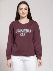 plusS Women Burgundy Solid Sweatshirt