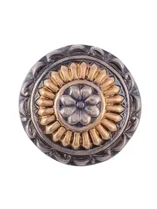 Silvermerc Designs Women Silver-Toned & Gold-Toned Handcrafted Sterling Silver Oxidised Ring
