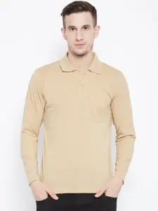 Camey Men Beige Solid Polo Collar T-shirt