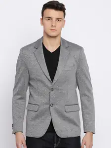 Basics Men Grey Regular Fit Single-Breasted Casual Blazer