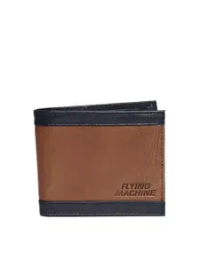 Flying Machine Men Brown & Black Colourblocked Two Fold Wallet