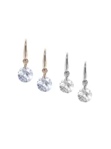 OOMPH Gold-Toned & Silver-Toned Circular Drop Earrings