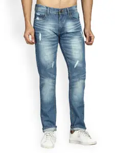 Kotty Men Blue Slim Fit Mid-Rise Low Distress Stretchable Jeans