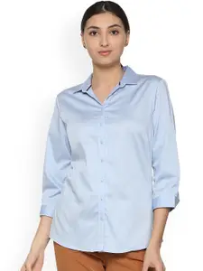 Allen Solly Woman Blue Regular Fit Solid Casual Shirt