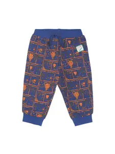 MINI KLUB Boys Blue & Orange Printed Joggers