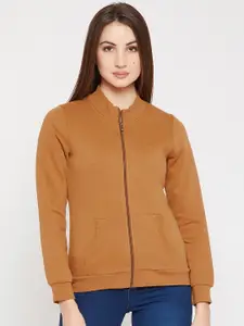 RARE Women Tan Brown Solid Sweatshirt