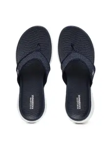 Skechers Women Navy Blue Solid Thong Flip-Flops