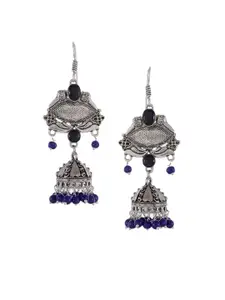 Silvermerc Designs Silver-Toned Dome Shaped Jhumkas