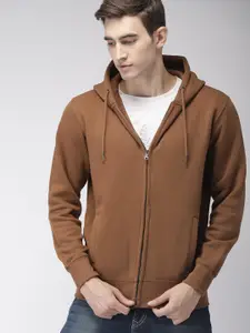 Celio Men Brown Solid Hooded Sweatshirt