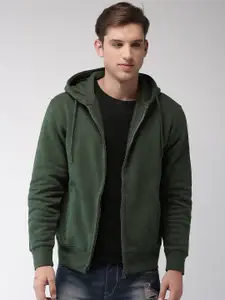 Celio Celio Men Olive Green Solid Hooded Sweatshirt