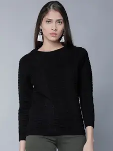 Tokyo Talkies Women Black Solid Pullover