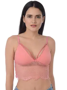 Da Intimo Pink Lace Non-Wired Non Padded Styled Back Bralette DI1084