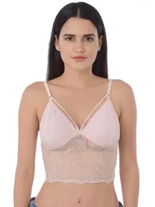 Da Intimo Pink & Pink Solid Non-Wired Non Padded Bralette Bra