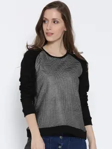 Sera Women Black & Silver Printed Sweatshirt