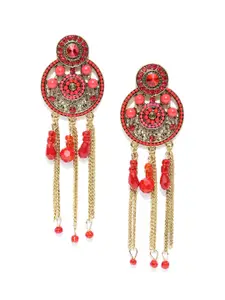 Jewels Galaxy Red Gold-Plated Handcrafted Circular Drop Earrings