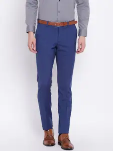 Blackberrys Men Blue Regular Fit Printed Trousers